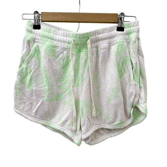 Sundry Tie-Dye Terry Lounge Dolphin Shorts Drawstring Light Green/White Women's - Picture 1 of 7